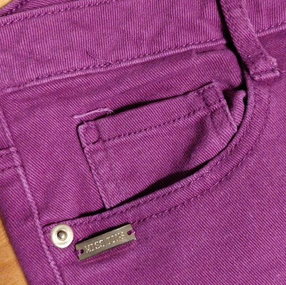 Miss Tina High Purple Waisted Cotton Cropped Jeans - Picture 4 of 12
